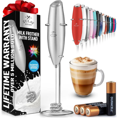 Powerful Handheld Milk Frother with Stand & Batteries