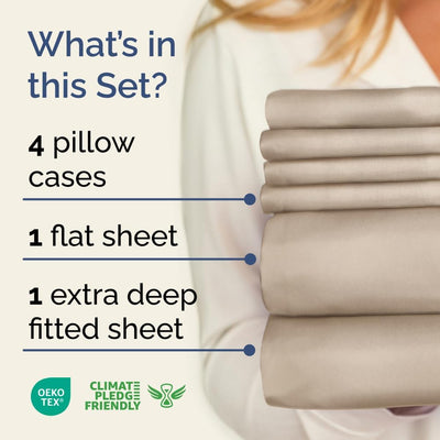 Premium 6-Piece King Sheet Set – Extra Deep Pockets, Cooling Comfort & Wrinkle-Free Softness