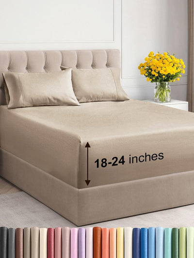 Premium 6-Piece King Sheet Set – Extra Deep Pockets, Cooling Comfort & Wrinkle-Free Softness