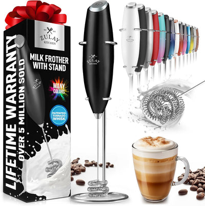 Powerful Handheld Milk Frother with Stand & Batteries