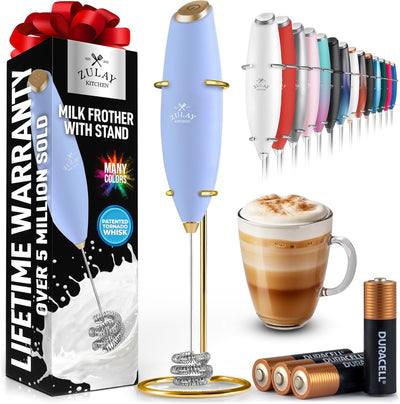 Powerful Handheld Milk Frother with Stand & Batteries