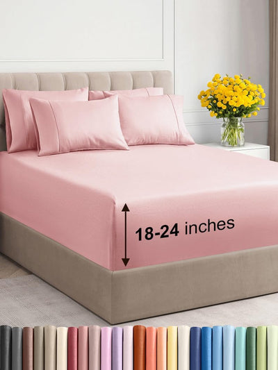 Premium 6-Piece King Sheet Set – Extra Deep Pockets, Cooling Comfort & Wrinkle-Free Softness