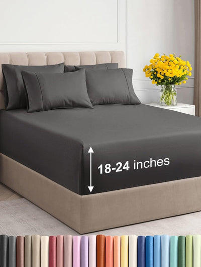 Premium 6-Piece King Sheet Set – Extra Deep Pockets, Cooling Comfort & Wrinkle-Free Softness