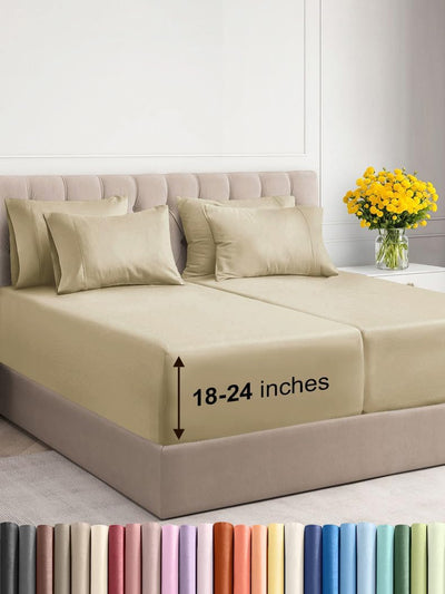 Premium 6-Piece King Sheet Set – Extra Deep Pockets, Cooling Comfort & Wrinkle-Free Softness