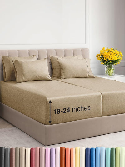 Premium 6-Piece King Sheet Set – Extra Deep Pockets, Cooling Comfort & Wrinkle-Free Softness