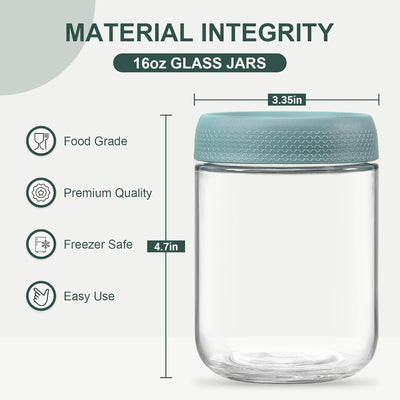 Glass Oats Containers – 16oz, 6 Pack