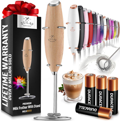 Powerful Handheld Milk Frother with Stand & Batteries