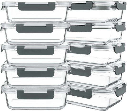 Glass Meal Prep Containers – 30oz, 10 Pack