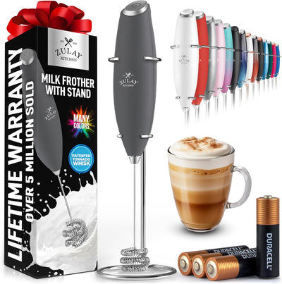 Powerful Handheld Milk Frother with Stand & Batteries
