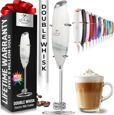 Powerful Handheld Milk Frother with Stand & Batteries