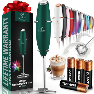Powerful Handheld Milk Frother with Stand & Batteries