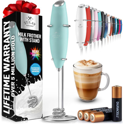 Powerful Handheld Milk Frother with Stand & Batteries
