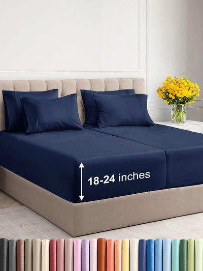 Premium 6-Piece King Sheet Set – Extra Deep Pockets, Cooling Comfort & Wrinkle-Free Softness