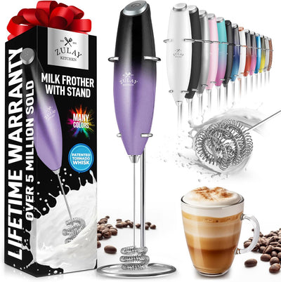 Powerful Handheld Milk Frother with Stand & Batteries