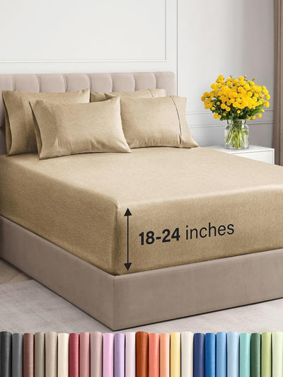Premium 6-Piece King Sheet Set – Extra Deep Pockets, Cooling Comfort & Wrinkle-Free Softness