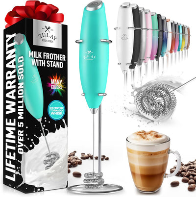 Powerful Handheld Milk Frother with Stand & Batteries
