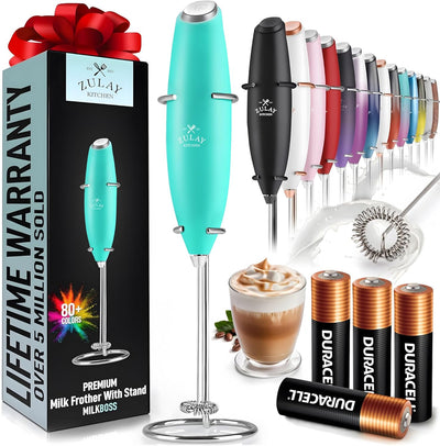 Powerful Handheld Milk Frother with Stand & Batteries