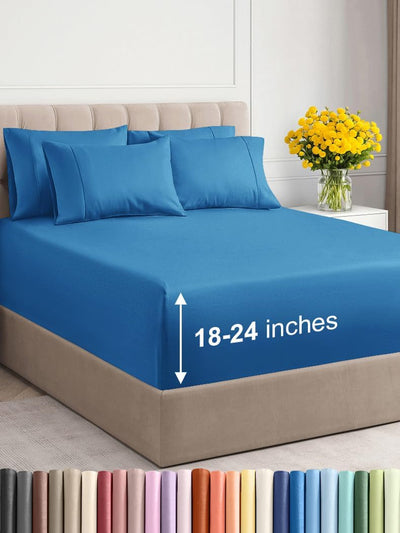 Premium 6-Piece King Sheet Set – Extra Deep Pockets, Cooling Comfort & Wrinkle-Free Softness