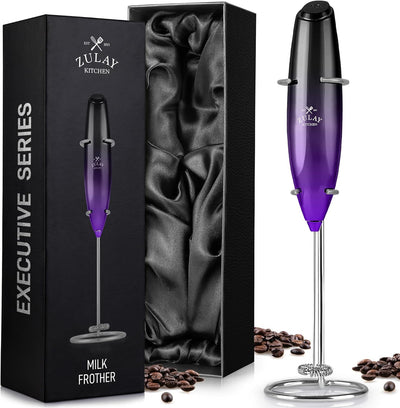 Powerful Handheld Milk Frother with Stand & Batteries