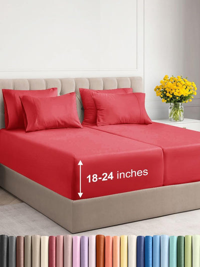 Premium 6-Piece King Sheet Set – Extra Deep Pockets, Cooling Comfort & Wrinkle-Free Softness