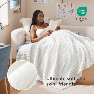 Gentlesoft White Fleece Throw Blanket