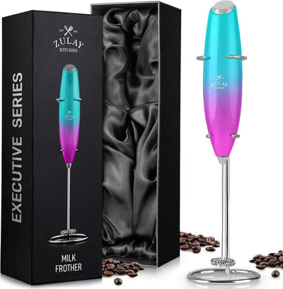 Powerful Handheld Milk Frother with Stand & Batteries