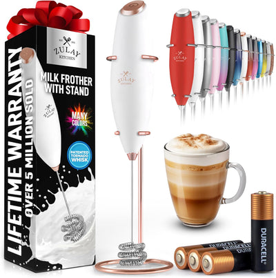 Powerful Handheld Milk Frother with Stand & Batteries
