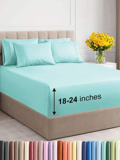 Premium 6-Piece King Sheet Set – Extra Deep Pockets, Cooling Comfort & Wrinkle-Free Softness