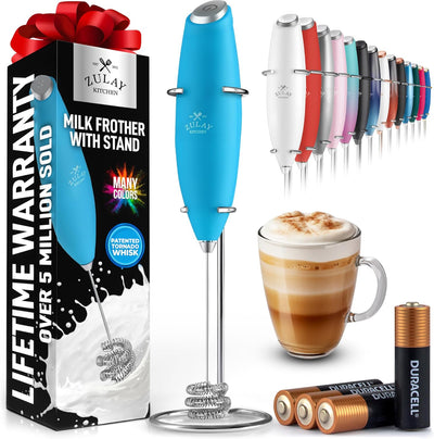 Powerful Handheld Milk Frother with Stand & Batteries